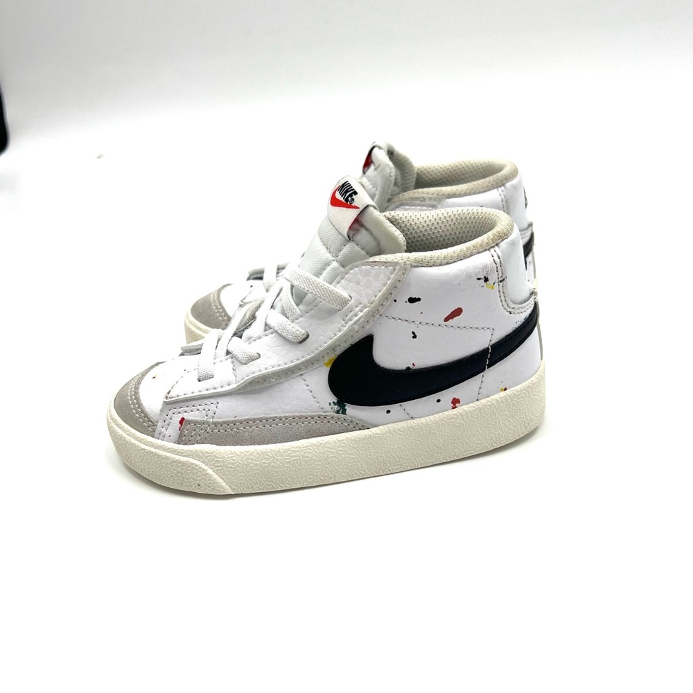 Nike Blazer Mid ‘77 Td Paint Splatter White/Black’ Sneaker Preschool Size 9C